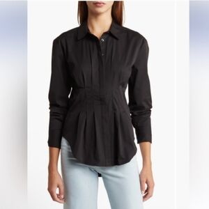 Good American Dart Waist Button Down